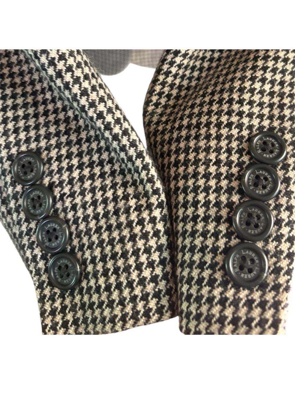 Lauren Ralph Lauren Black/Tan Houndstooth Blazer. Size 10. 100% wool/lined. EUC! - Picture 7 of 10